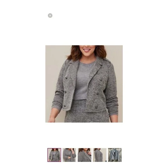 Torrid Blazer Plus Size 1X Open Front  Gray Long Sleeve New out the tags - Picture 14 of 14